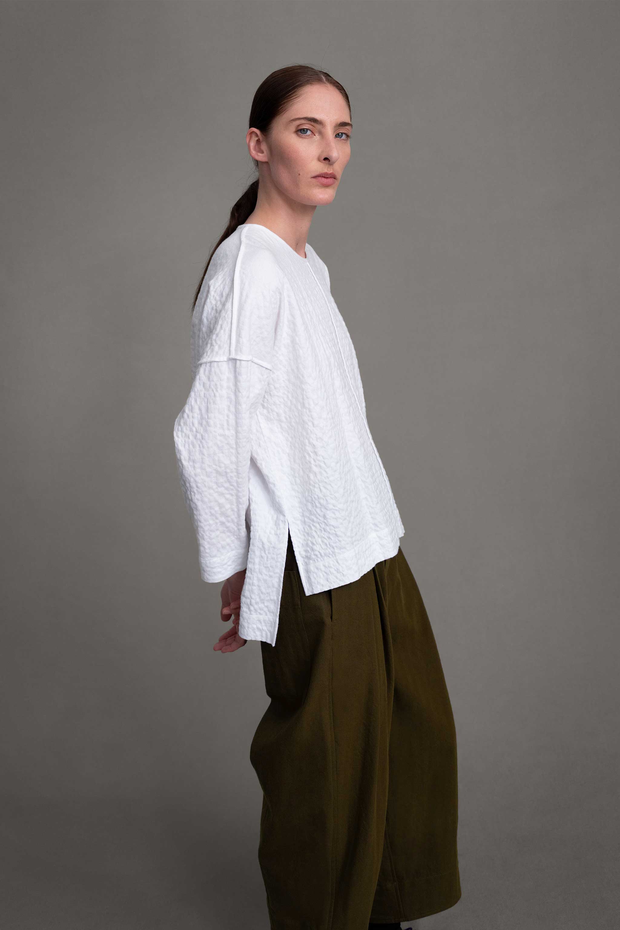 THE ARCHIVIST TOP / WRINKLED TWILL CHALK