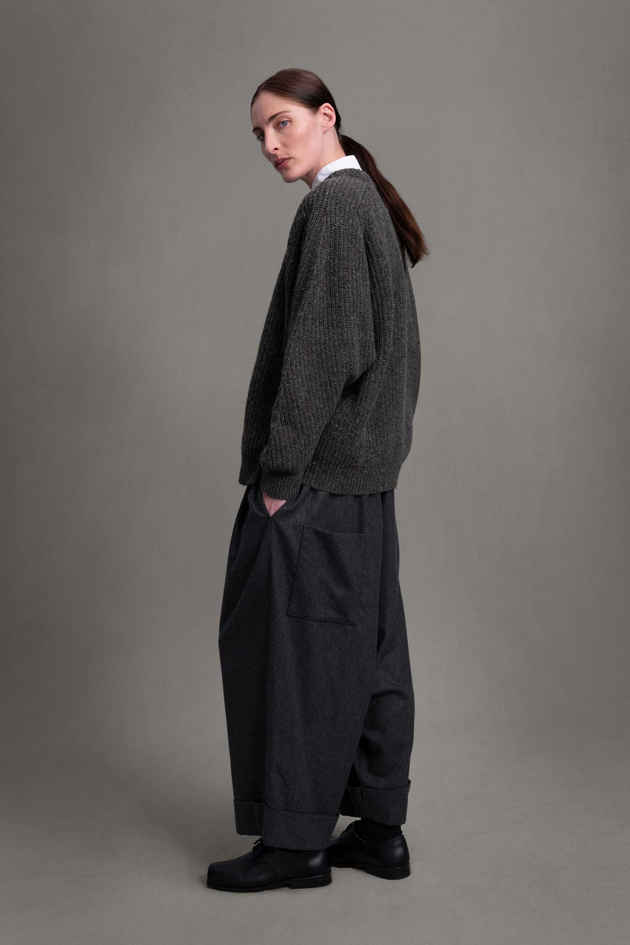 THE BAKER TROUSER / WOOL CASH FLANNEL CHARCOAL