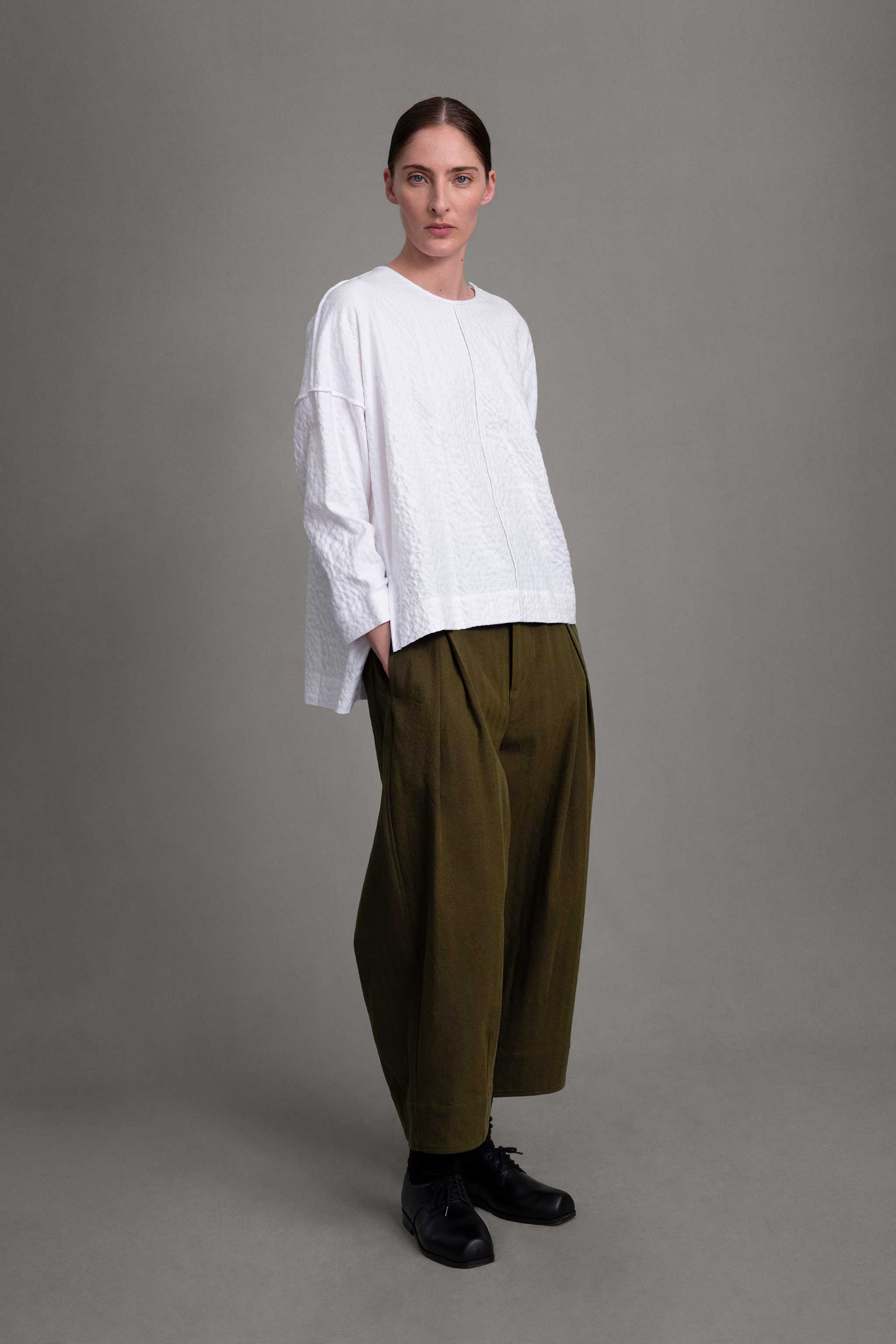 THE ARCHIVIST TOP / WRINKLED TWILL CHALK