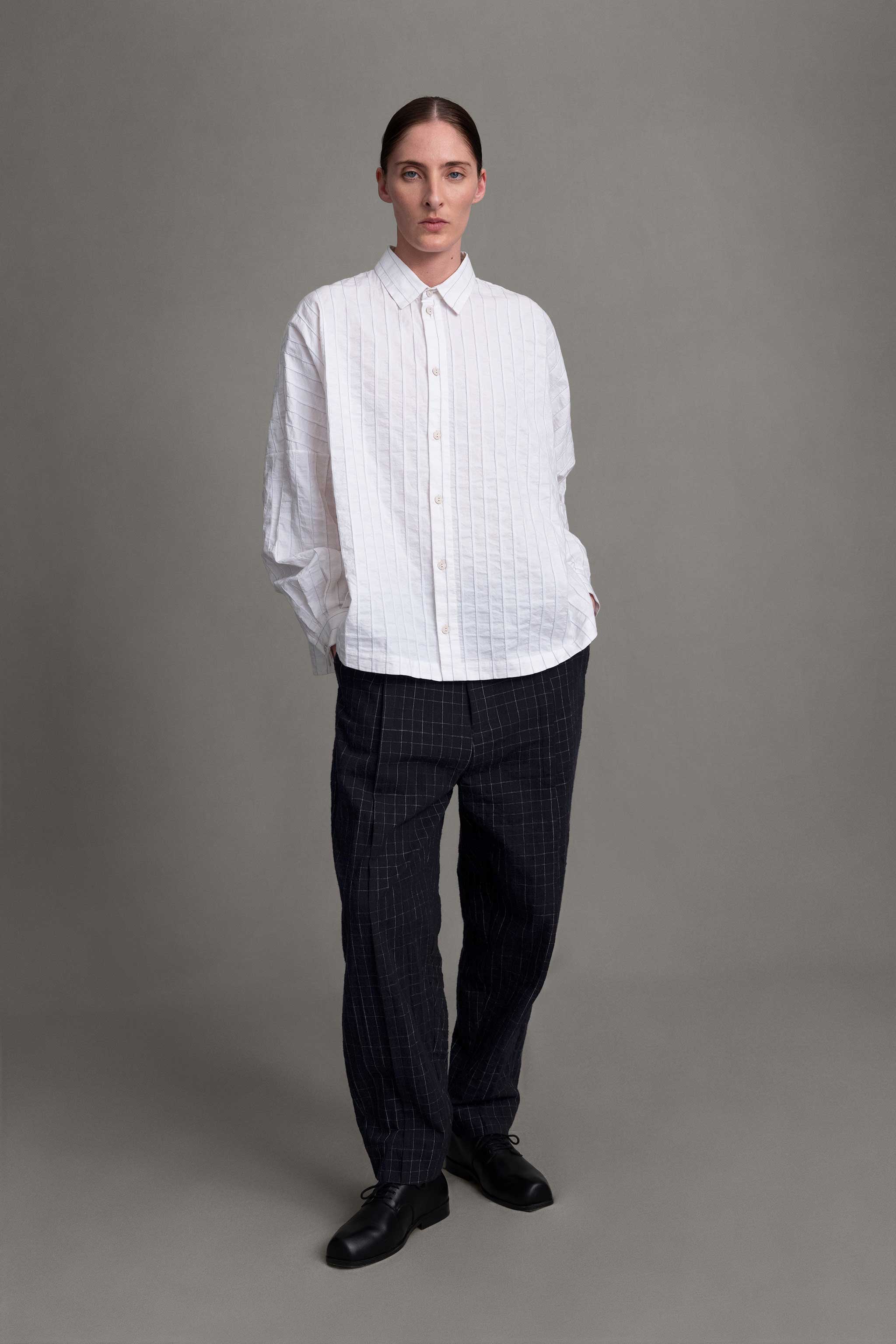 THE LIBRARIAN TROUSER / CRUMPLED CHECK INK