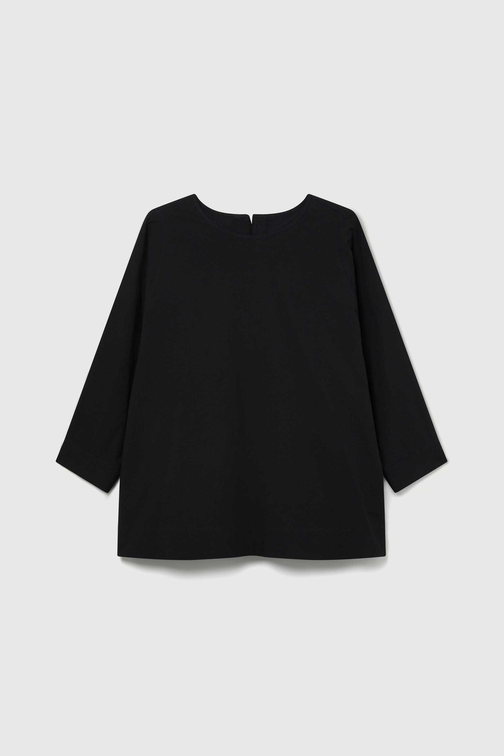 Aline Round Neck Easy Fit Black Top. In 100 Cotton With 3/4 Length