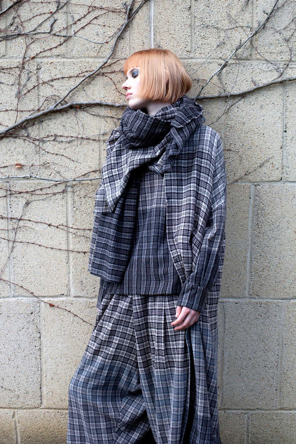 THE CUTTER TOP / SOFT WOOL CHECK GRANITE