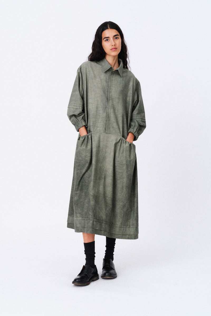 THE EDITOR DRESS / WASHED COTTON WOOL OXIDE