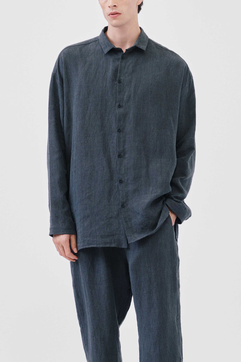THE DRAUGHTSMAN SHIRT / LAUNDERED LINEN PEWTER