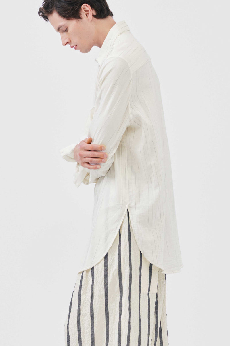 THE TAILOR SHIRT / FADING STRIPE RAW/ LEAD