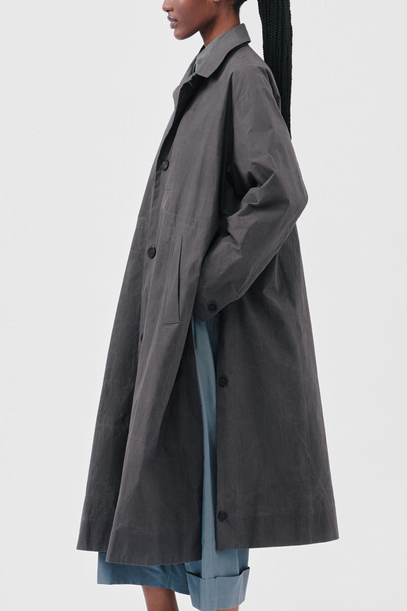 Unisex 3/4 Length Shower Proof Mac Style Coat with Button 