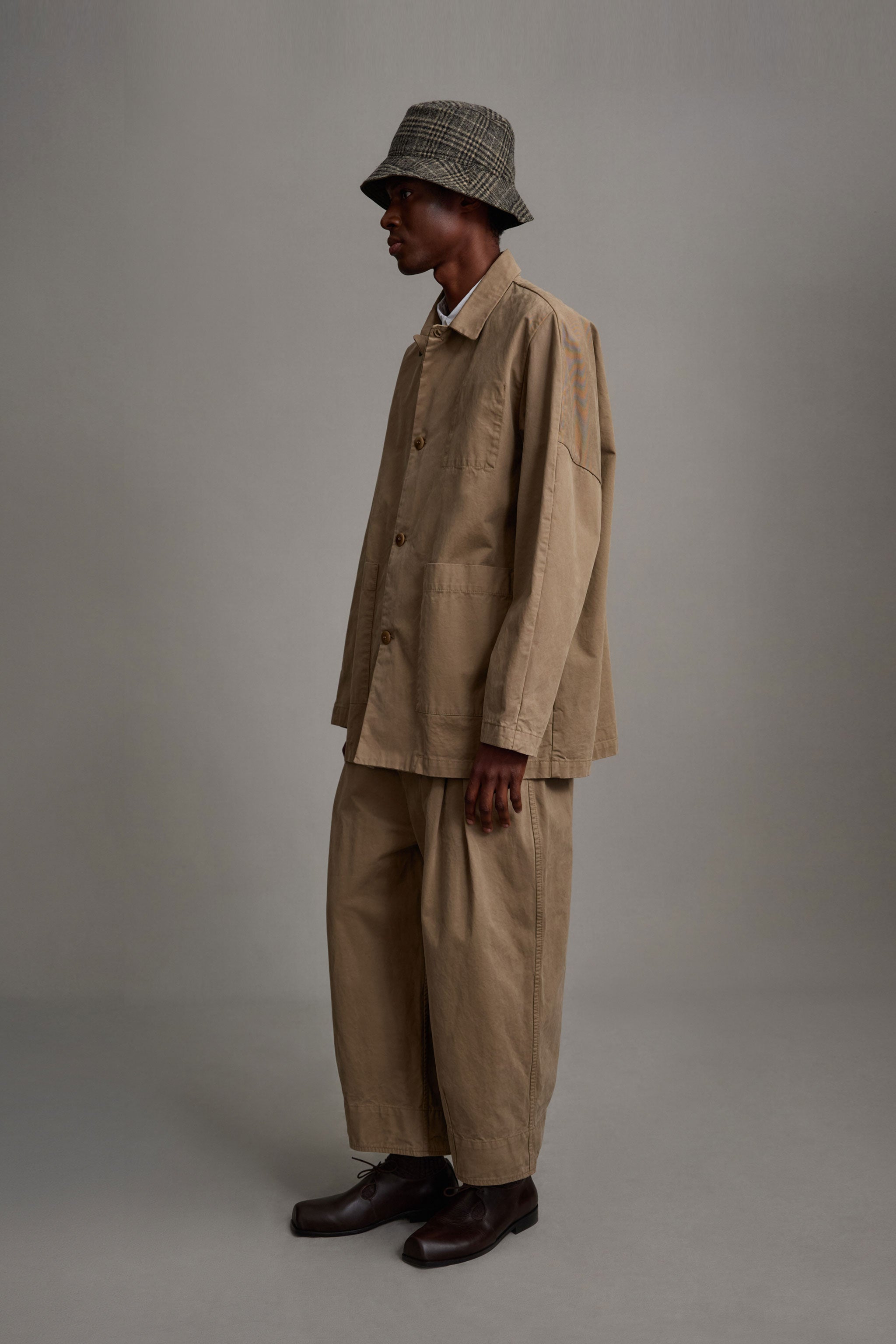 Tailored, Bold Silhouette Trousers. 100% Cotton Elasticated Back