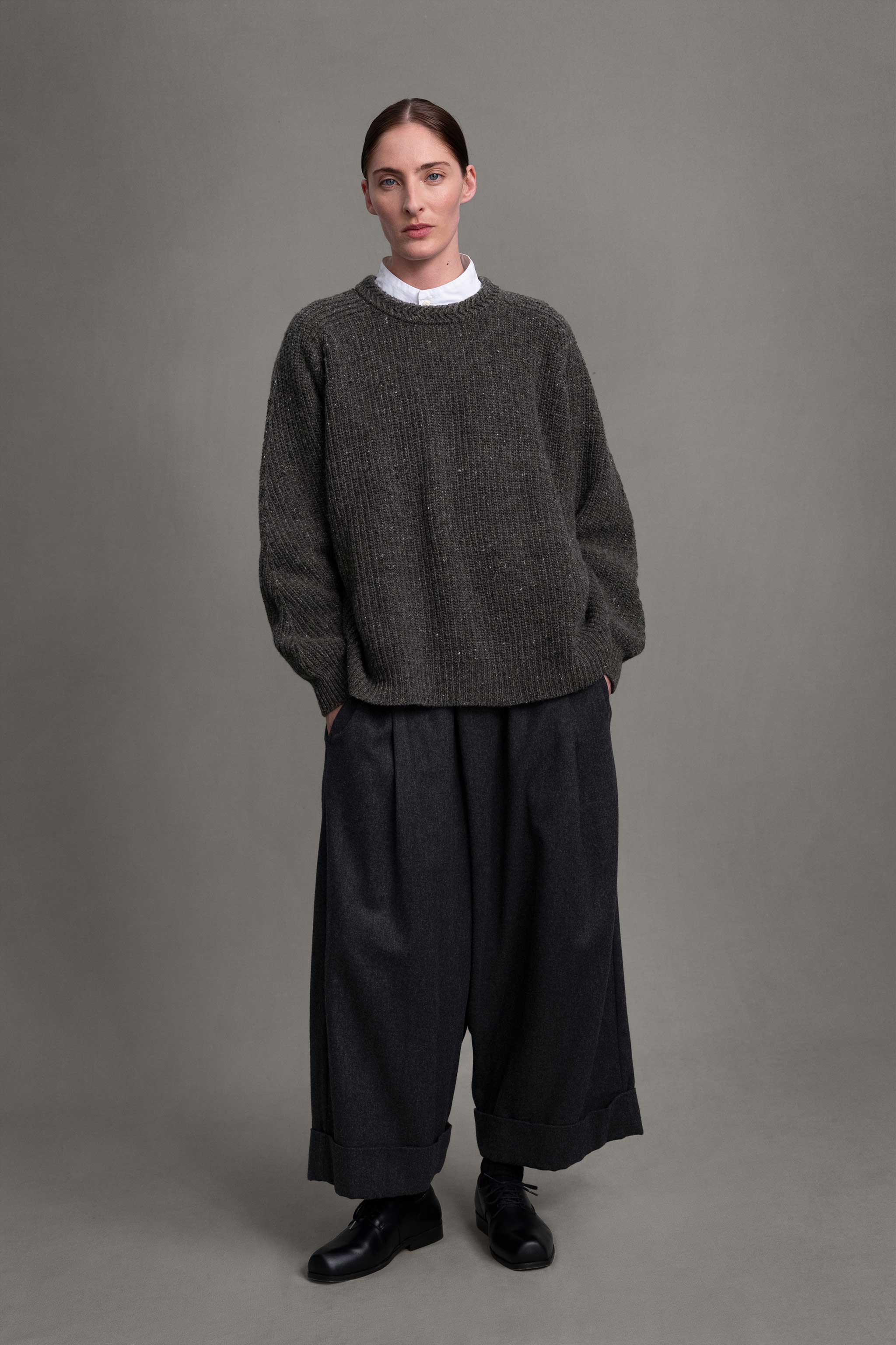 THE BAKER TROUSER / WOOL CASH FLANNEL CHARCOAL