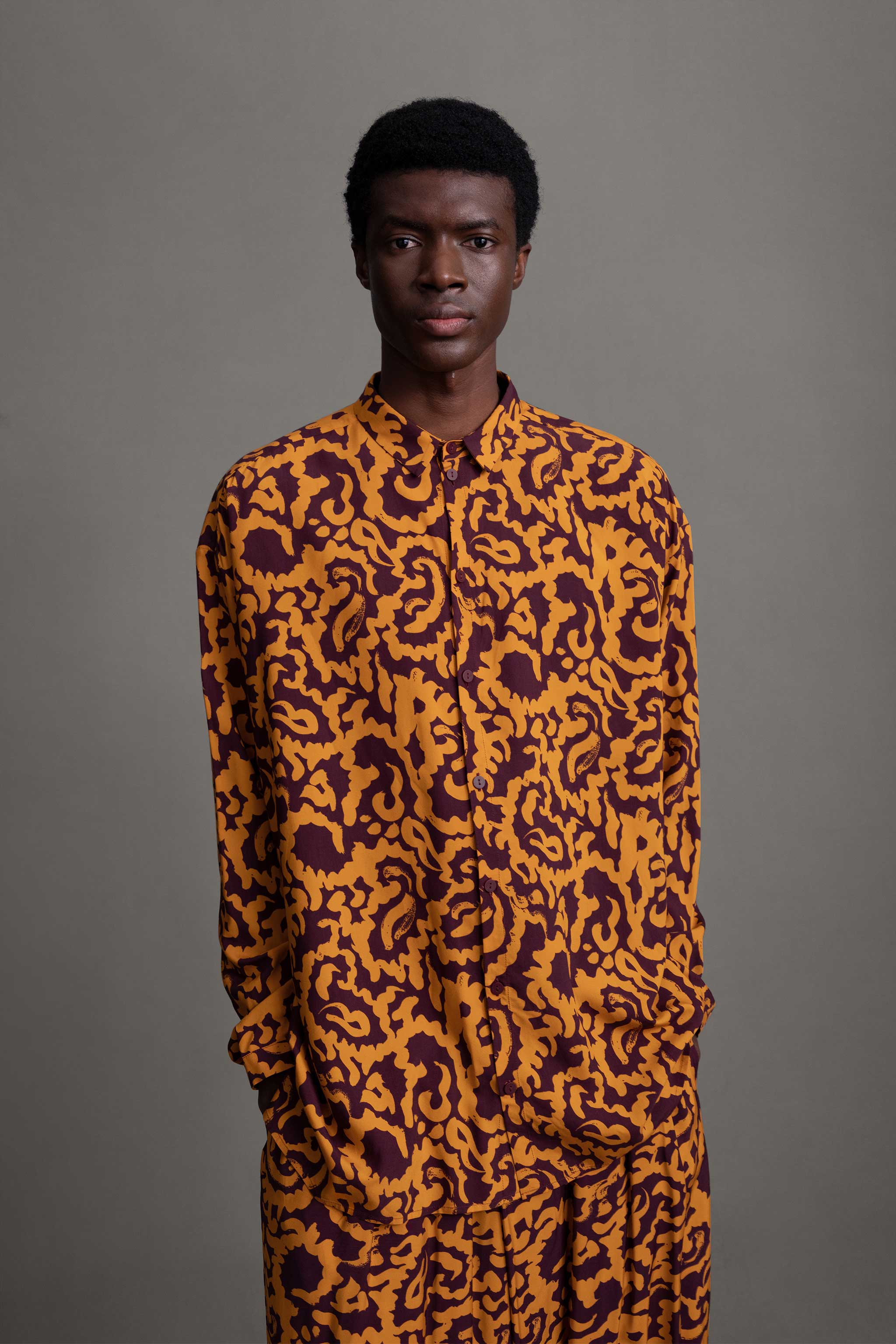 THE DRAUGHTSMAN SHIRT / SLIPPER SATIN NASTURTIUM