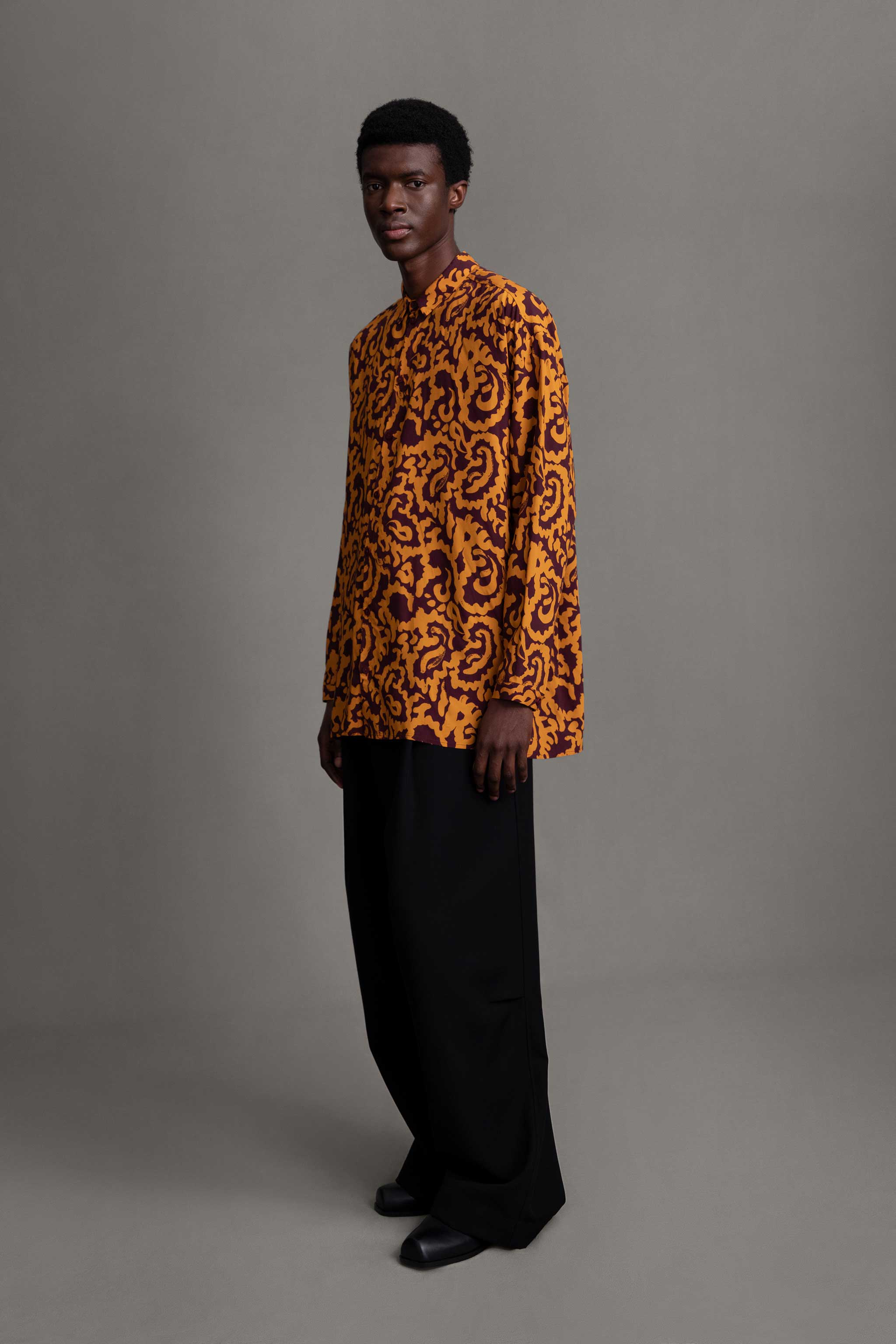 THE DRAUGHTSMAN SHIRT / SLIPPER SATIN NASTURTIUM