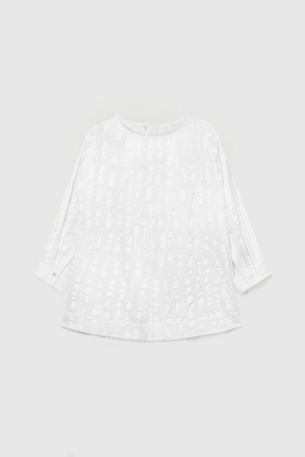 THE BAKER TOP / DASH PRINT VOILE CHALK