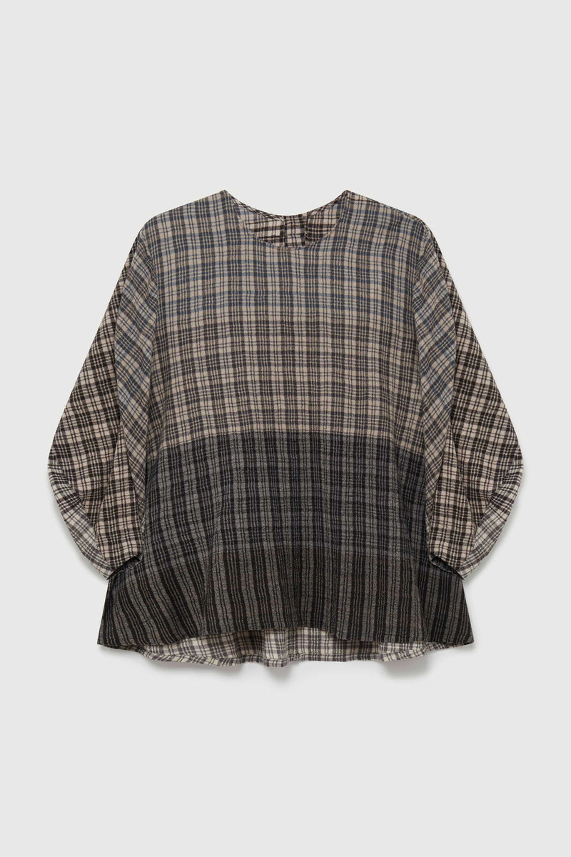 THE CUTTER TOP / SOFT WOOL CHECK GRANITE