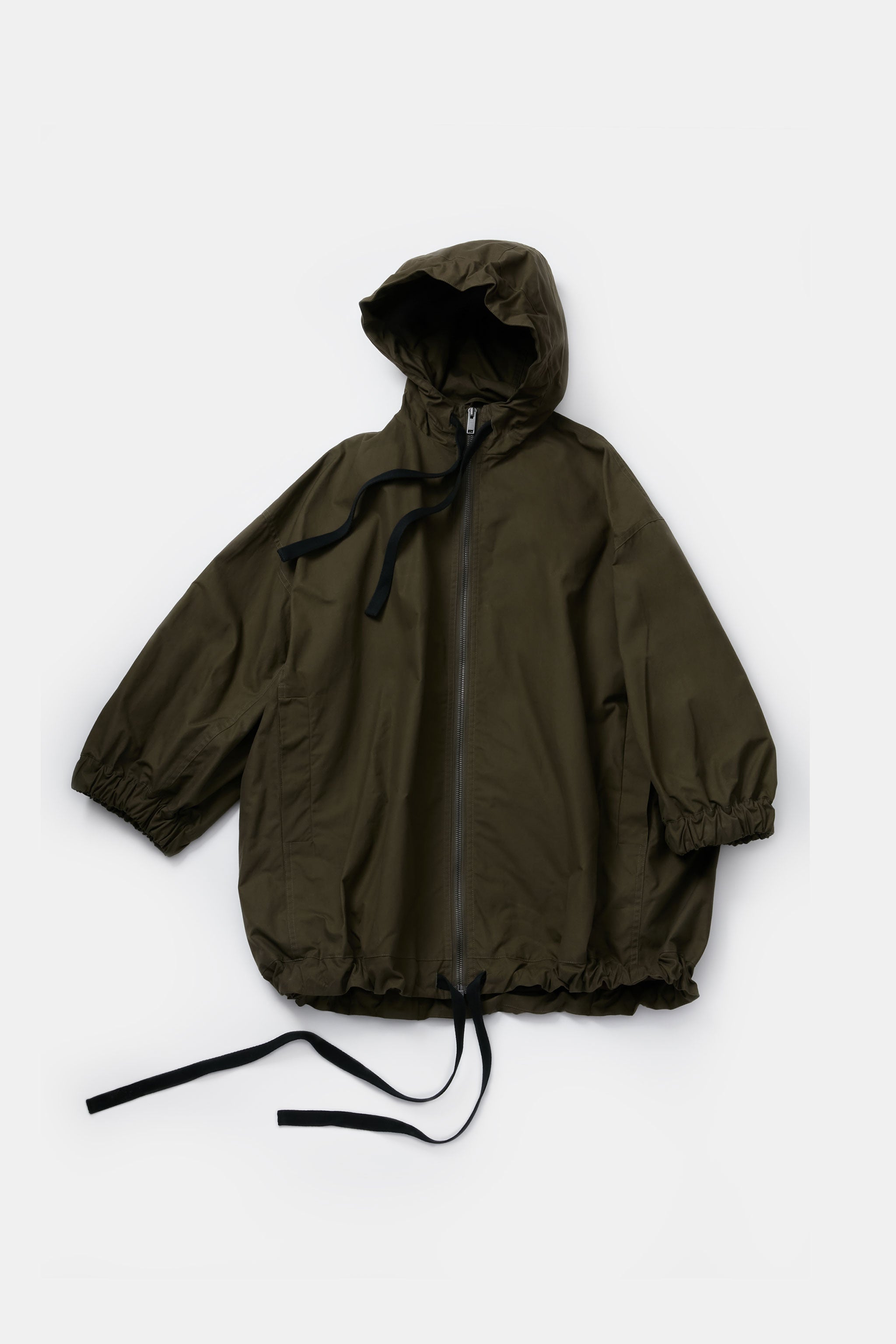 Oversized Shower Proof Hooded Green Coat in 100% Cotton