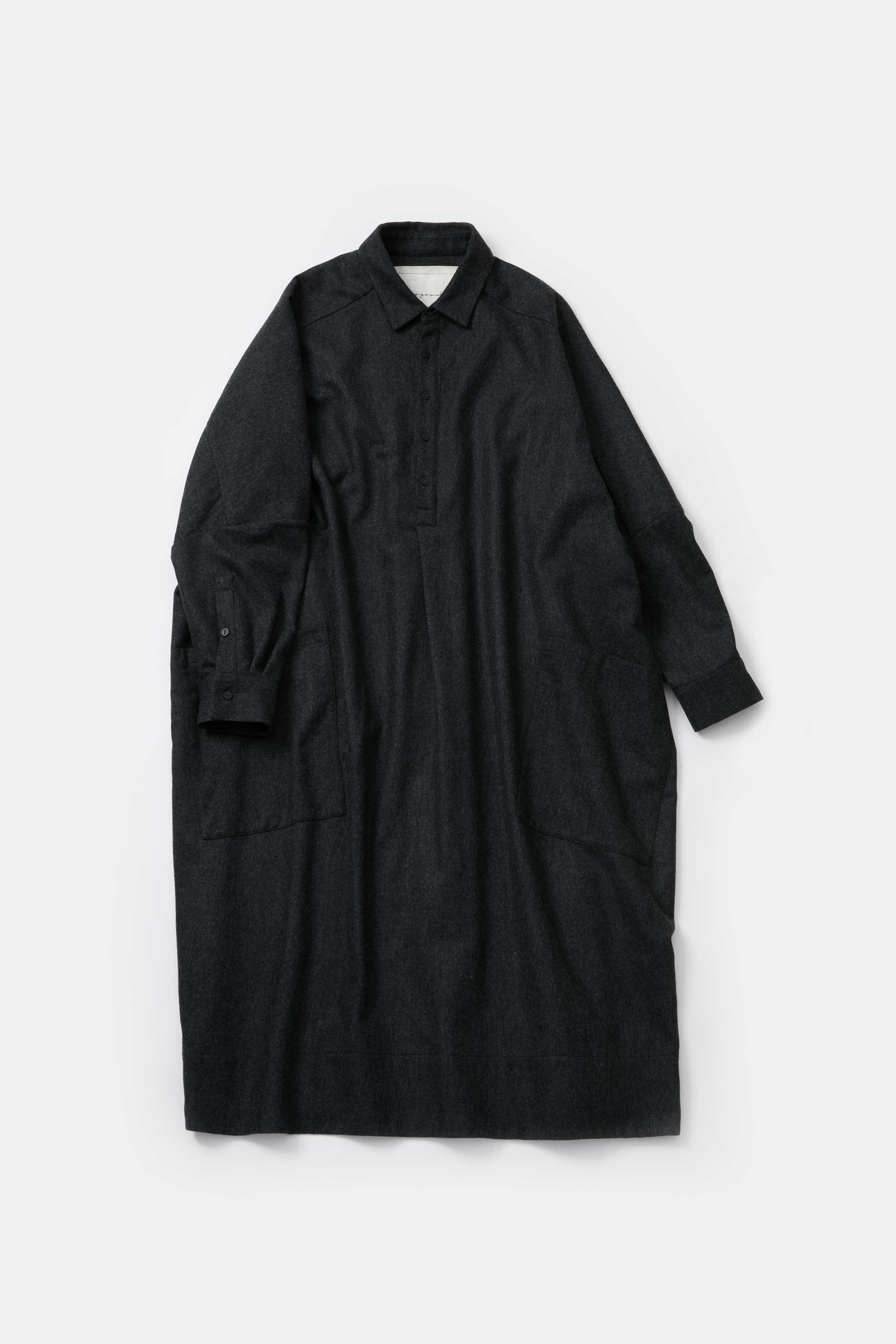 THE FRAMER DRESS / WOOL CASH FLANNEL CHARCOAL