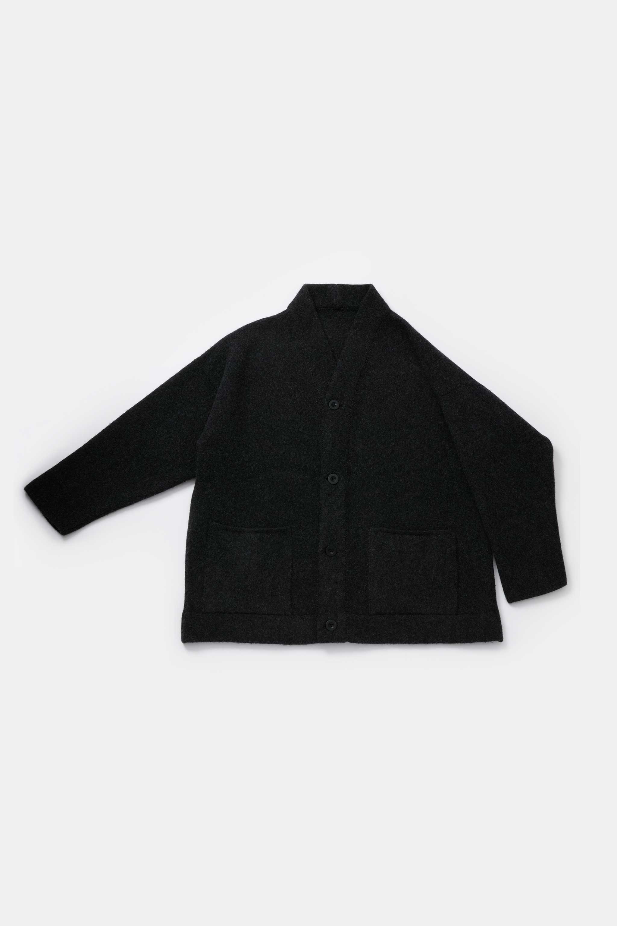 THE LIBRARIAN CARDIGAN / FELTED LAMBSWOOL CHARCOAL