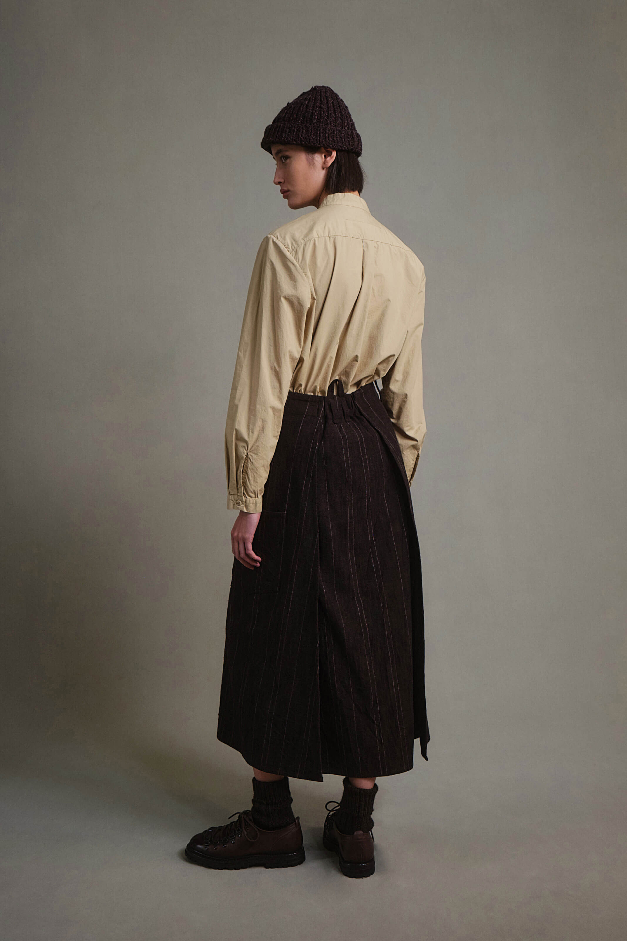 THE SCOUT SKIRT / CRUMPLED STRIPE WALNUT