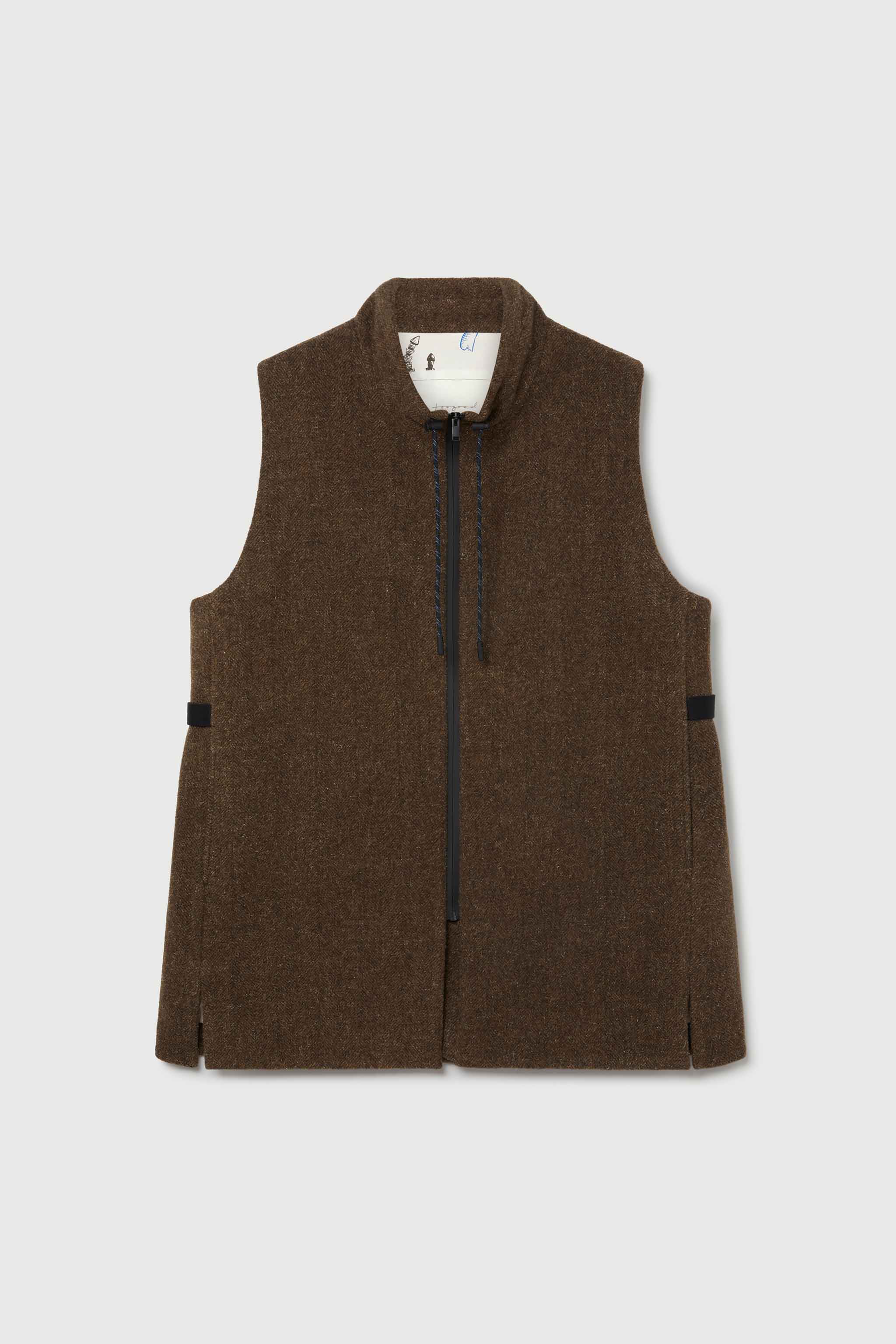 THE WAYFINDER GILET WOOL TWEED HEATHLAND