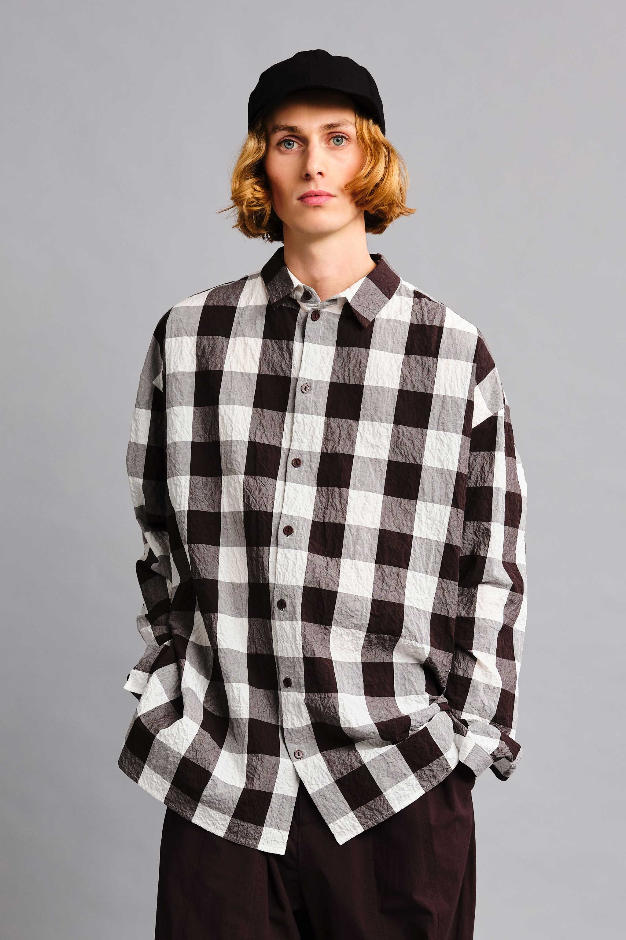 THE DRAUGHTSMAN SHIRT / TABLECLOTH GINGHAM COFFEE