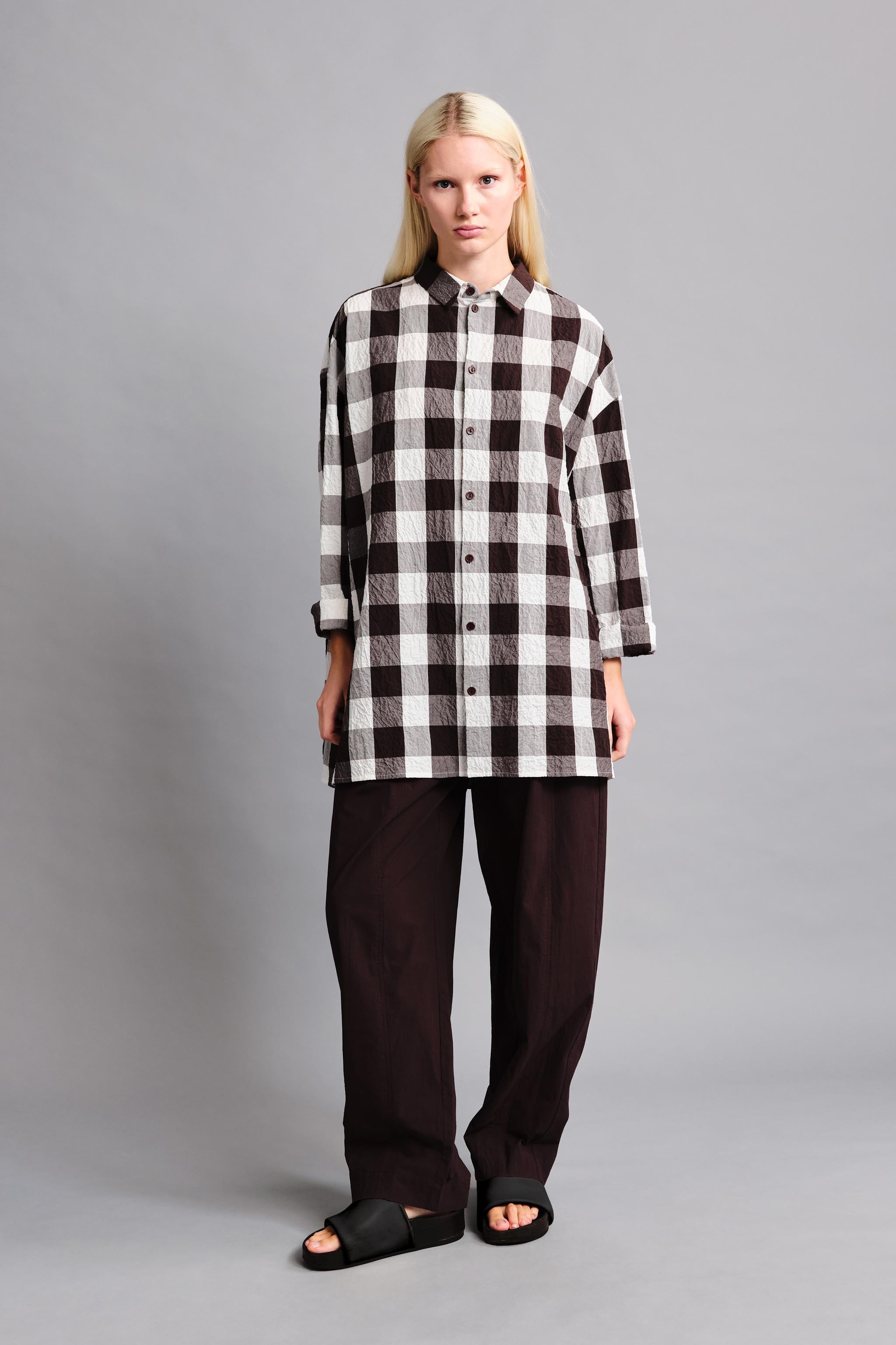 THE DRAUGHTSMAN SHIRT / TABLECLOTH GINGHAM COFFEE