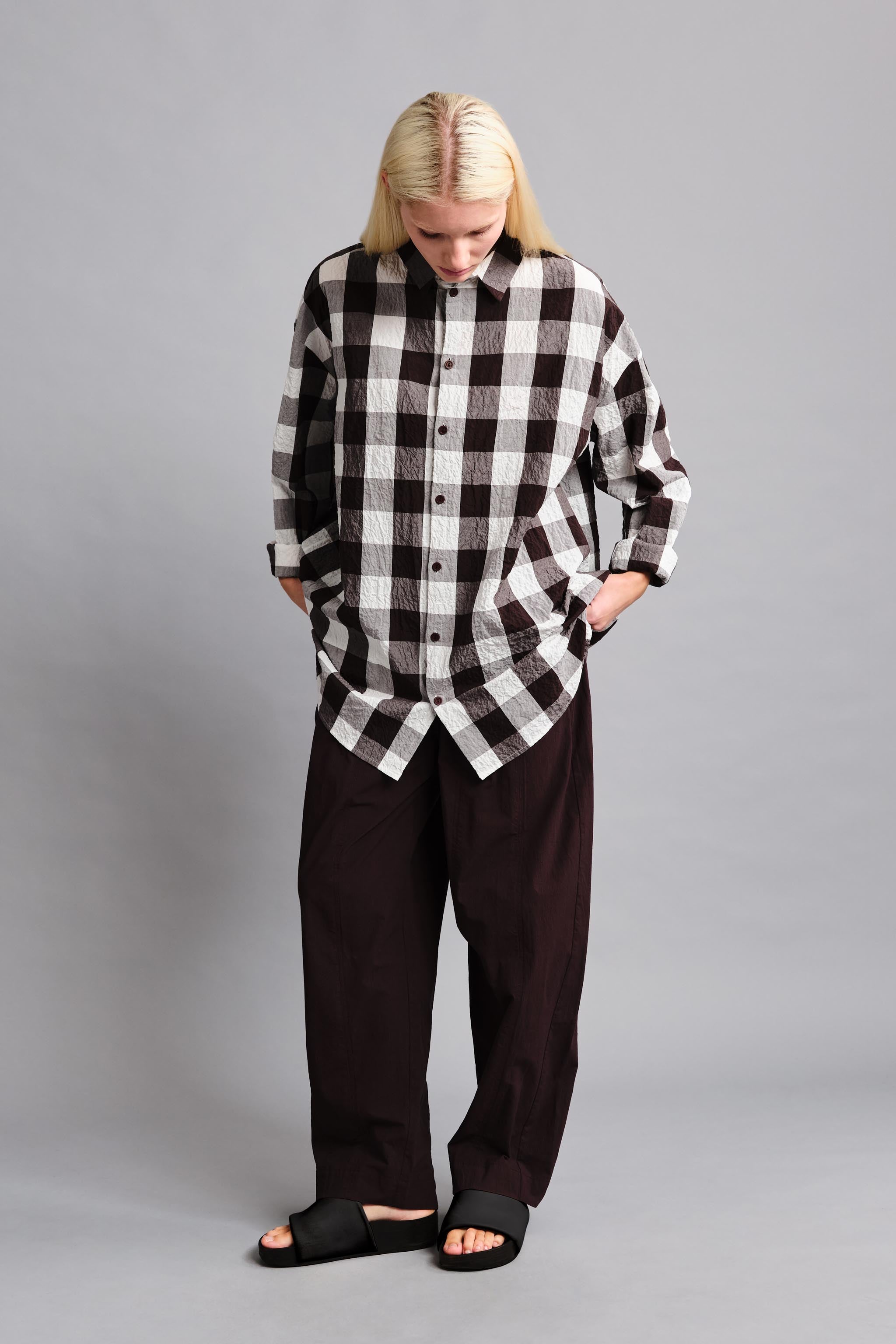 THE DRAUGHTSMAN SHIRT / TABLECLOTH GINGHAM COFFEE