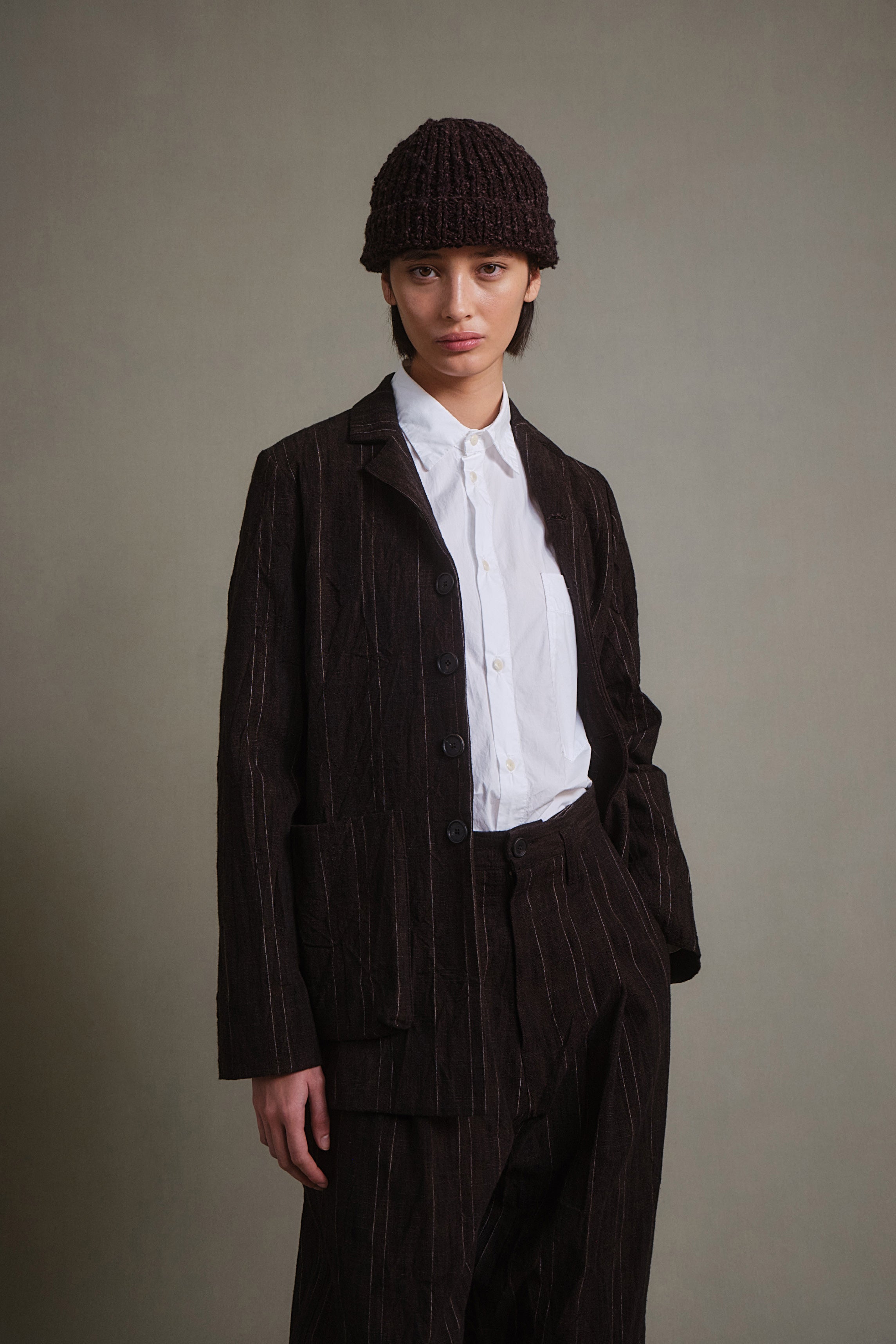 THE PHOTOGRAPHER JACKET / CRUMPLED STRIPE WALNUT