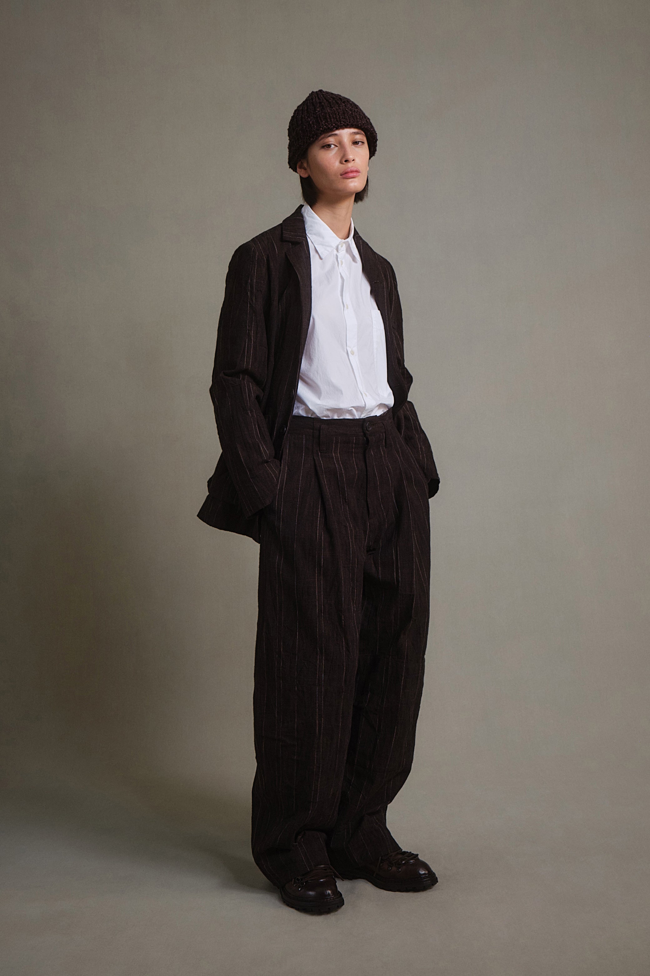 THE WOODSMAN TROUSER / CRUMPLED STRIPE WALNUT