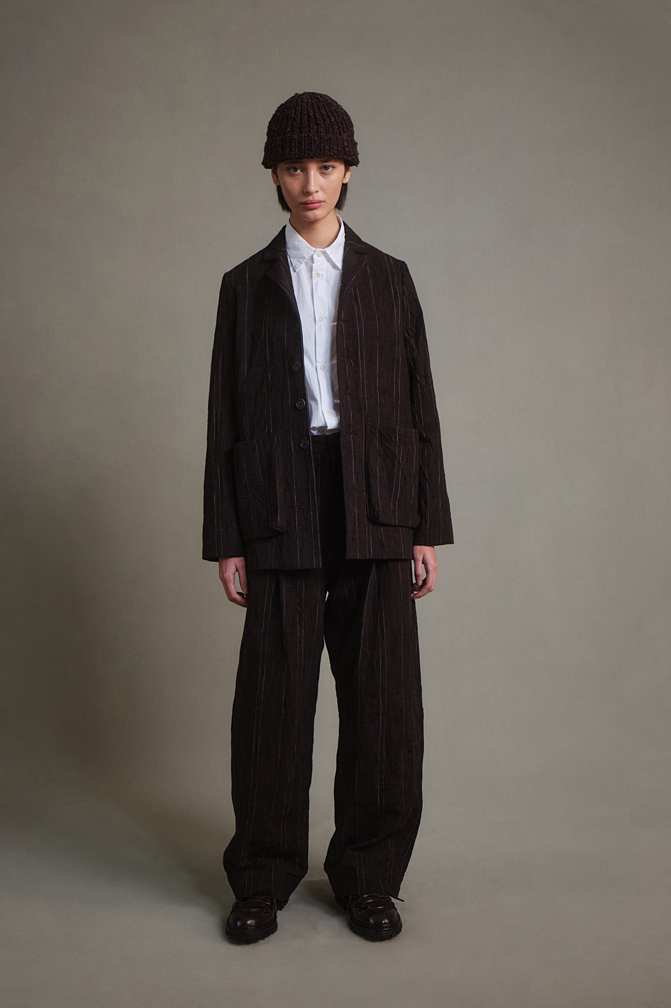 THE PHOTOGRAPHER JACKET / CRUMPLED STRIPE WALNUT