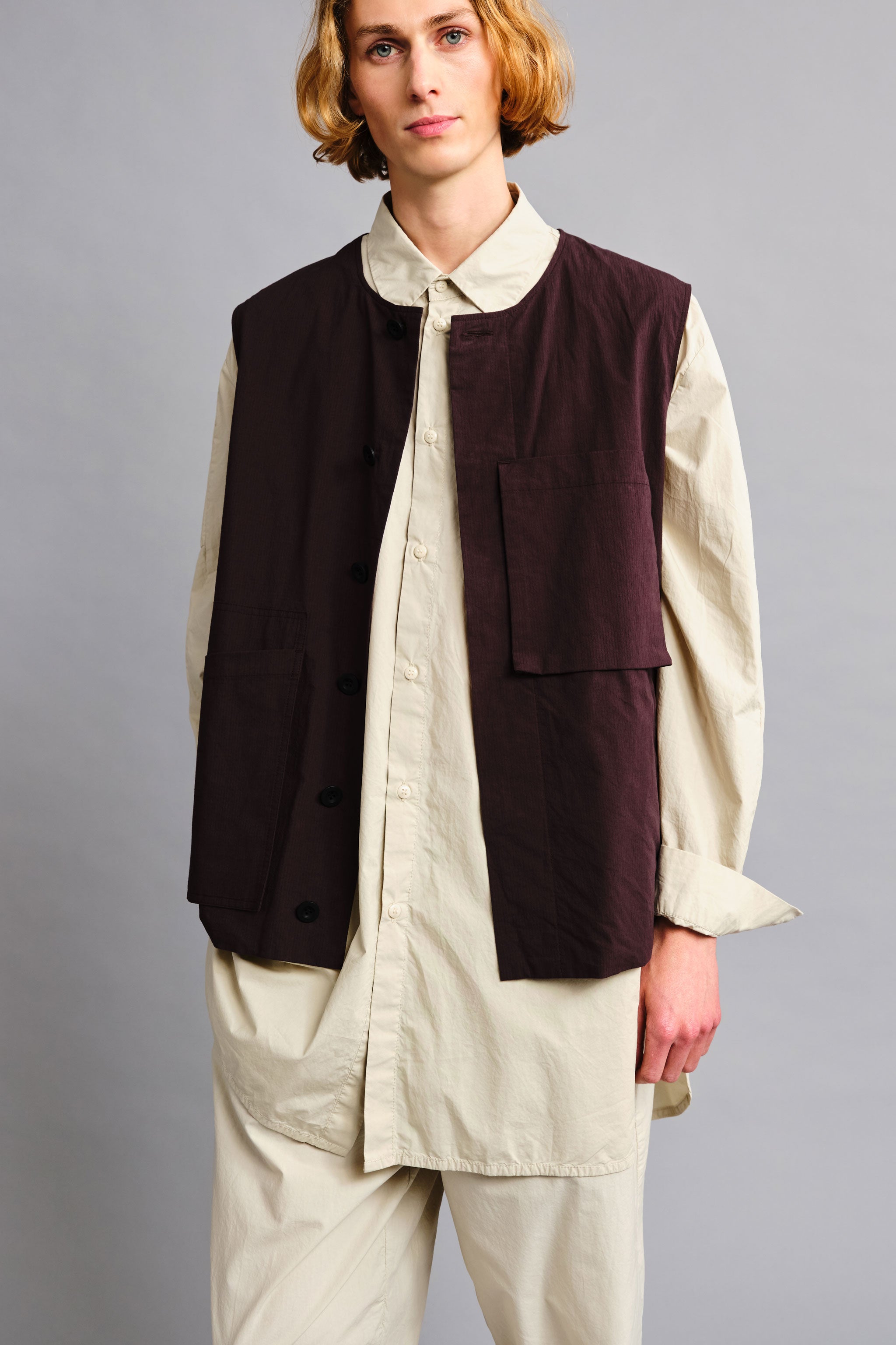 THE TINKER GILET / FINE RIPSTOP COTTON COFFEE