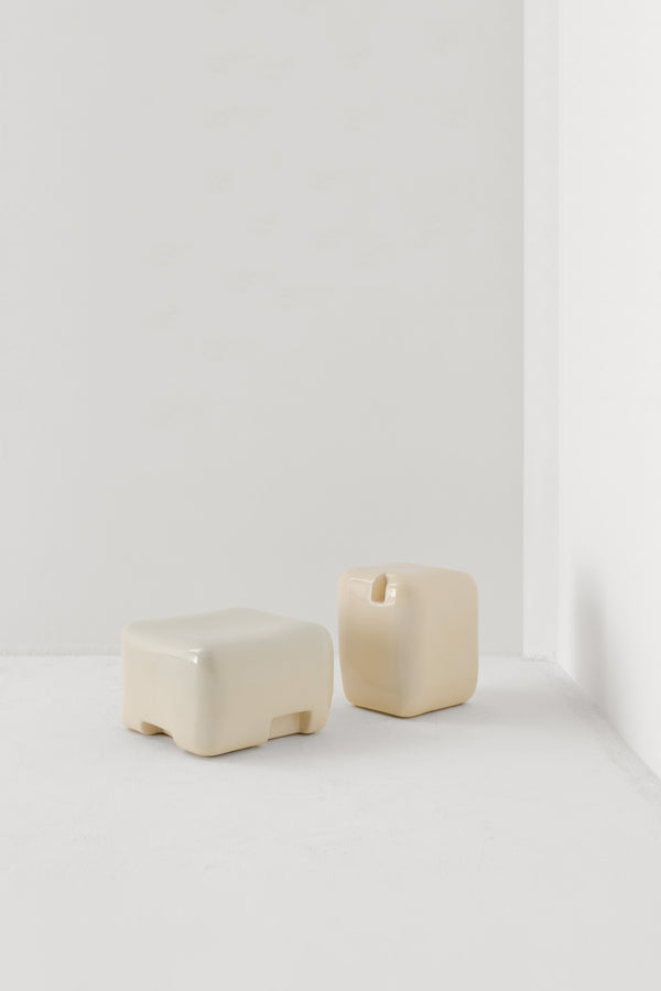 COBBLE TALL SIDE TABLE & STOOL / CREAM