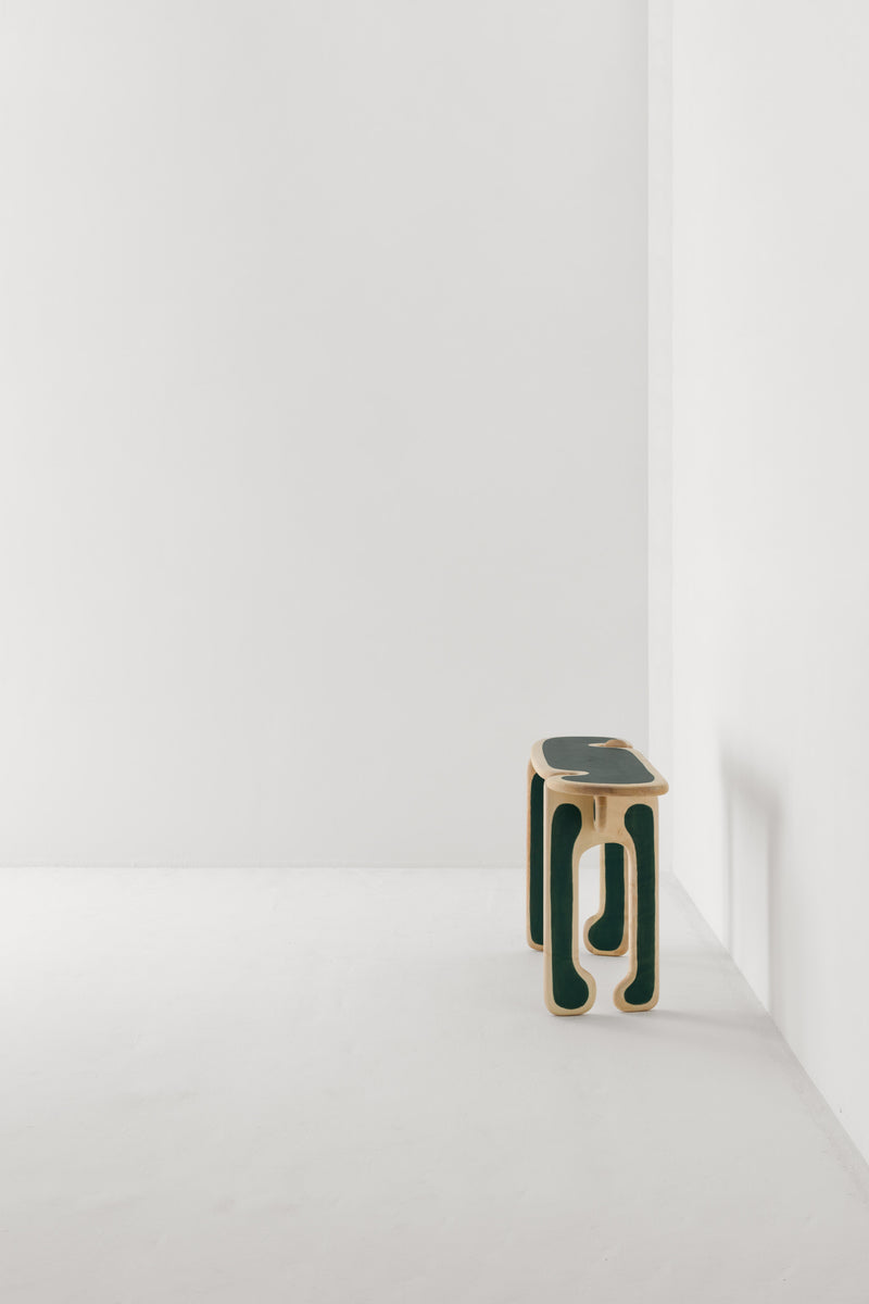 PALETTE CONSOLE TABLE / SYCAMORE SAPPHIRE GREEN