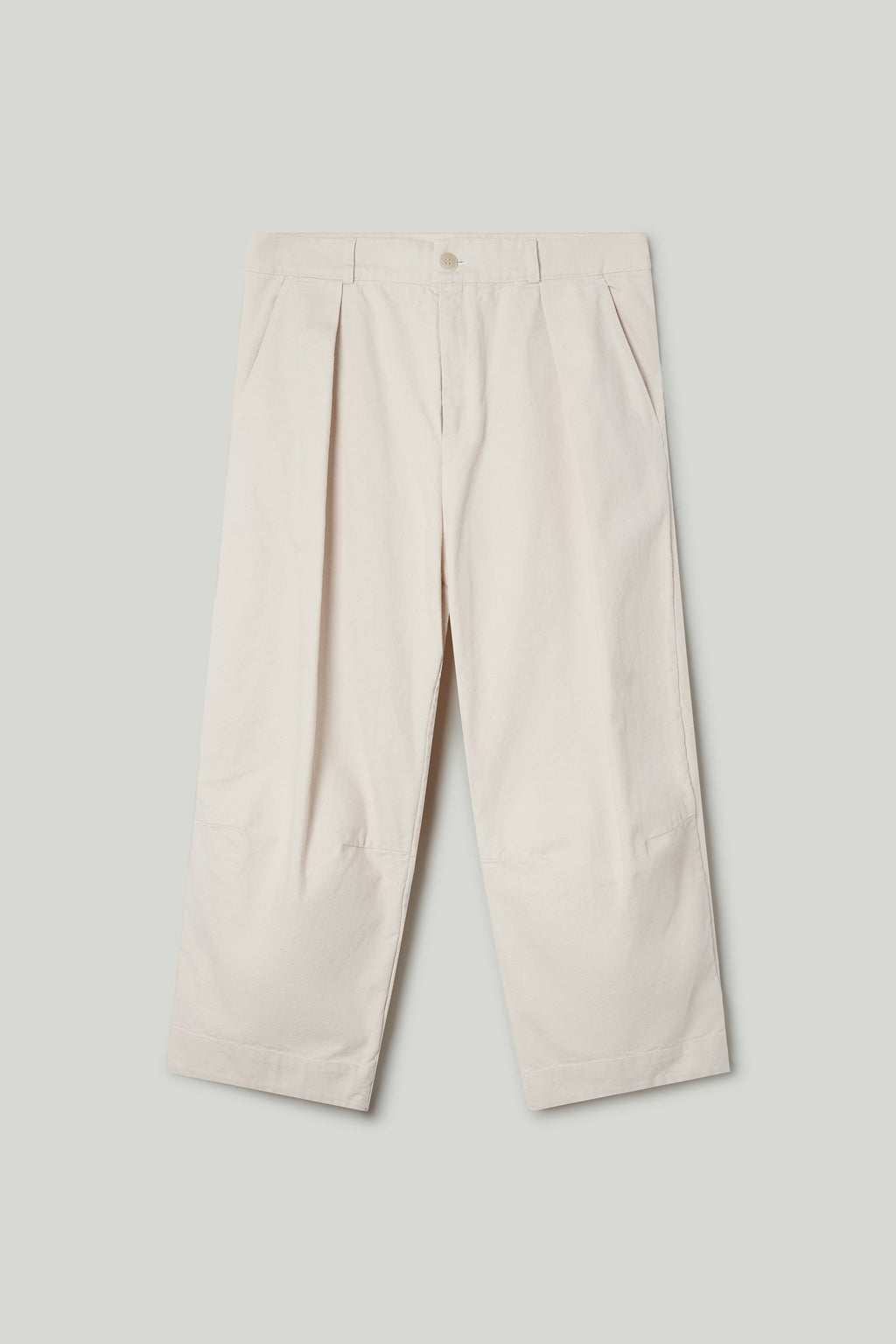 The Tinker Wide Crop Front Pleat Cotton Trousers - White